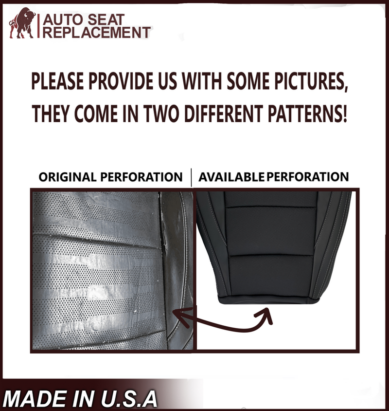 2015-2023 Ford Mustang GT Coupe V6 V8 Perforated Vinyl Replacement Bottom Seat Covers In Black: Choose Your Side - Auto Seat Replacement