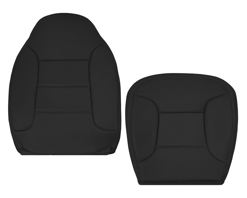 1992 - 1996 Ford Bronco Eddie Bauer Synthetic Leather Driver or Passenger Side Replacement Seat Covers In Black driver top leanback bottom cushion cover