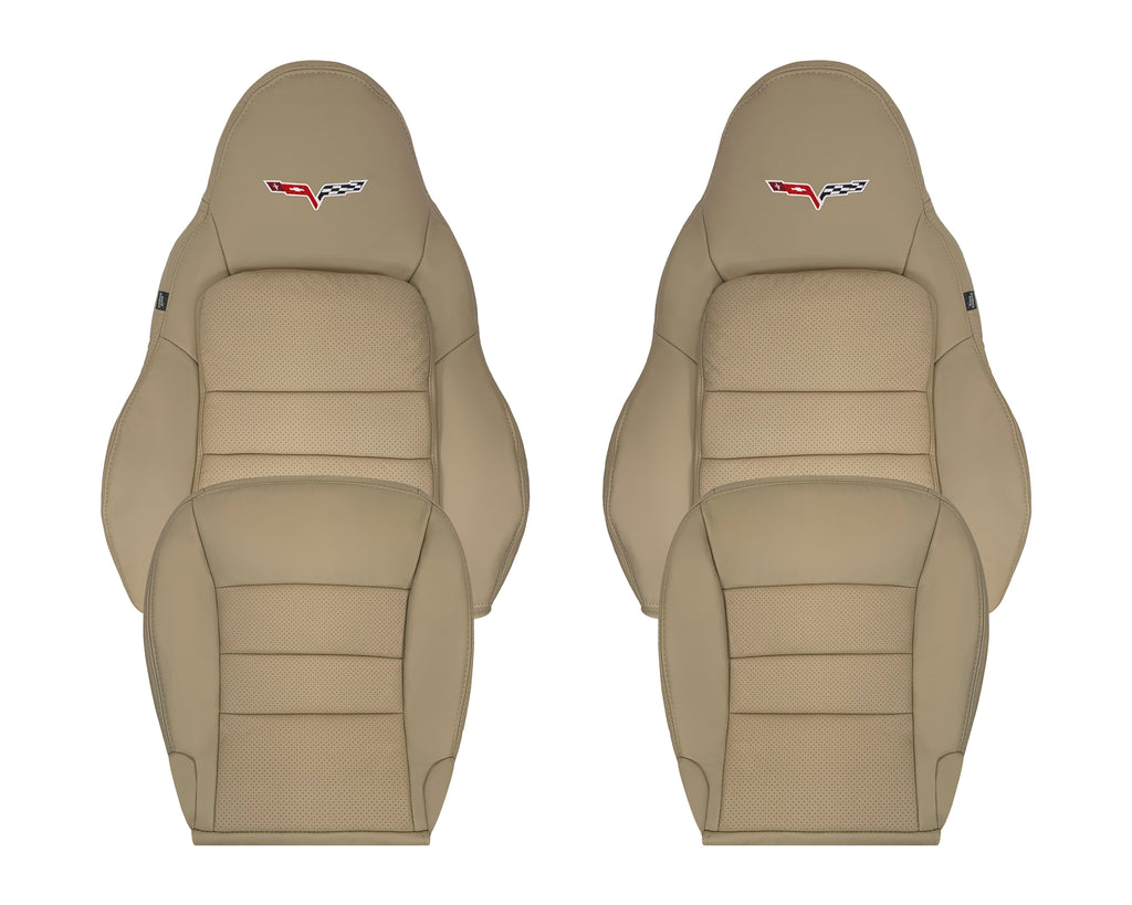 2005 - 2013 Corvette C6 Genuine Leather OR Synthetic Leather Replacement Seat Covers In Tan