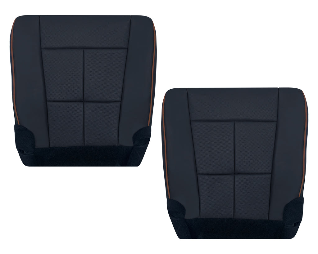 2007-2014 Ford Expedition Driver OR Passenger Side Replacement Seat Covers in Black W/ Brown Pipping!