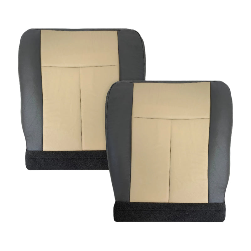 2007 2008 Ford Expedition Eddie Bauer Driver Or Passenger Side Bottom LEATHER Seat Cover In 2 Tone Tan (Tan- Dark Gray) - Auto Seat Replacement