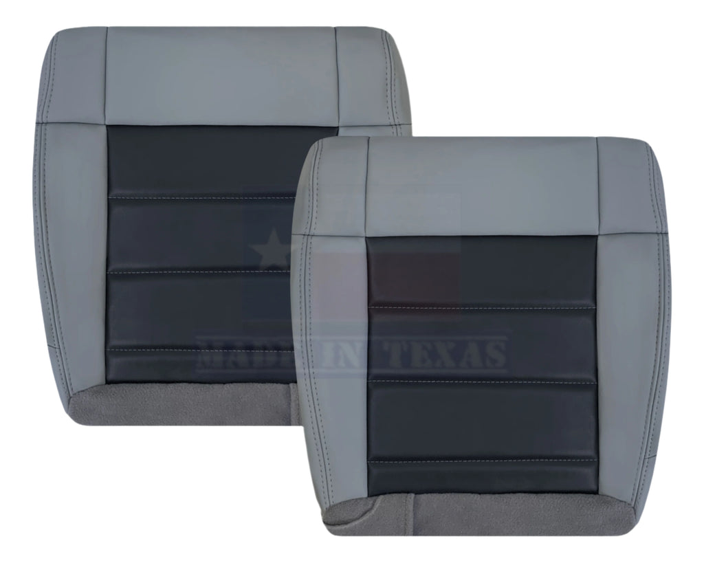 2008 - 2010 Jeep Wrangler Front Bottom Synthetic Leather Seat Cover 2 Tone Gray
