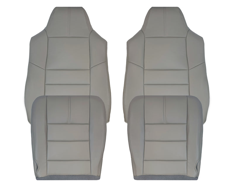 Front Seat Covers For 2008-2010 Ford F250 F350 F450 Super Duty XL – Gray Synthetic Leather (Airbag Friendly)