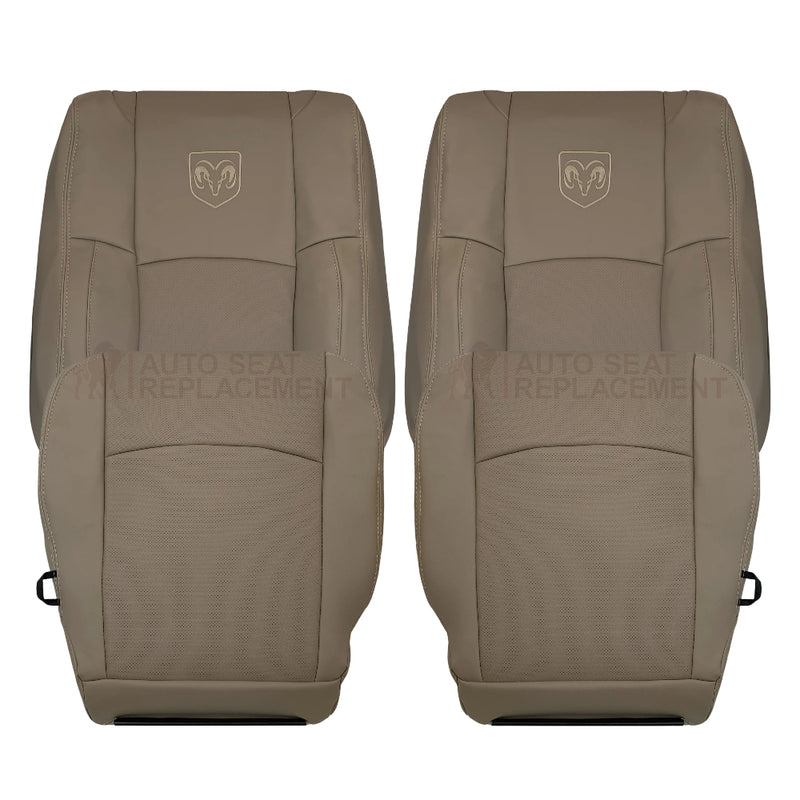 2009 - 2012 Dodge Ram 1500 2500 3500 Laramie Replacement Seat Cover in Light Pebble “Tan" With Perforated Inserts: Choose From Variants - Auto Seat Replacement