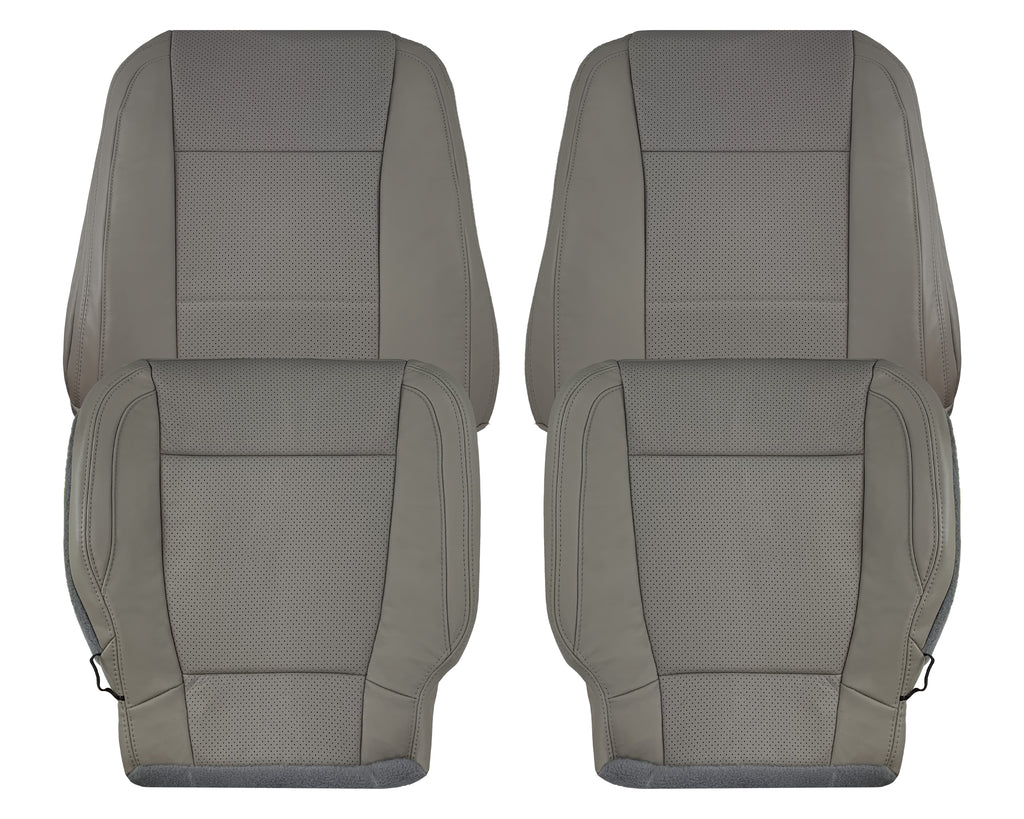 2015 - 2017 Ford F-150 Lariat Gray Replacement Seat Covers in Perforated Leather or Synthetic Leather Gray