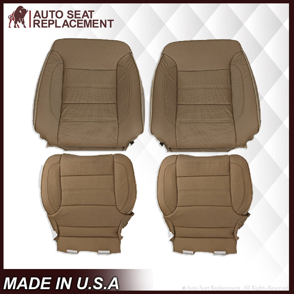 2014 2015 2016 2017 2018 2019 GMC Sierra Denali Perforated Leather Seat Cover Replacement in Dune Tan - Auto Seat Replacement