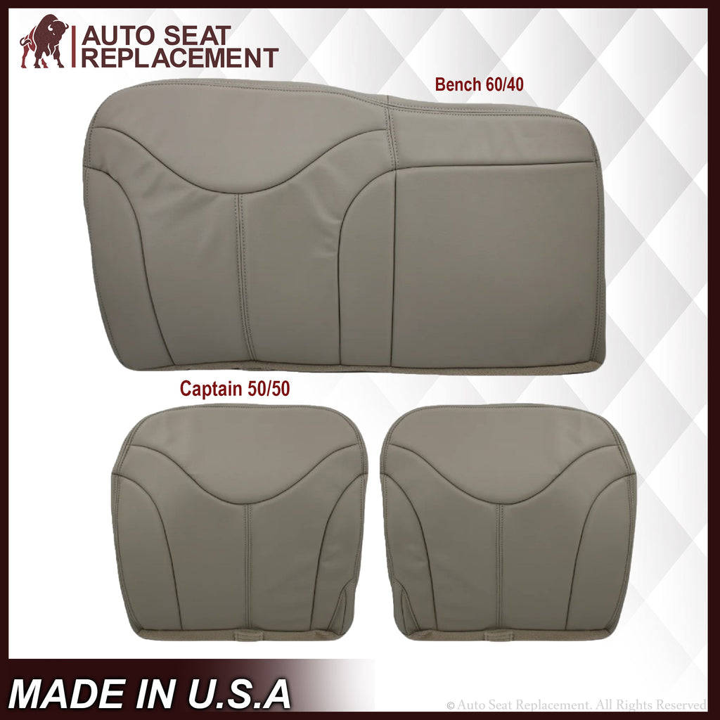 2000-2002 GMC Yukon XL Rear Back Captain Seat 50/50 or Bench Seat 60/40 Bottom Seat Cover Tan - Auto Seat Replacement
