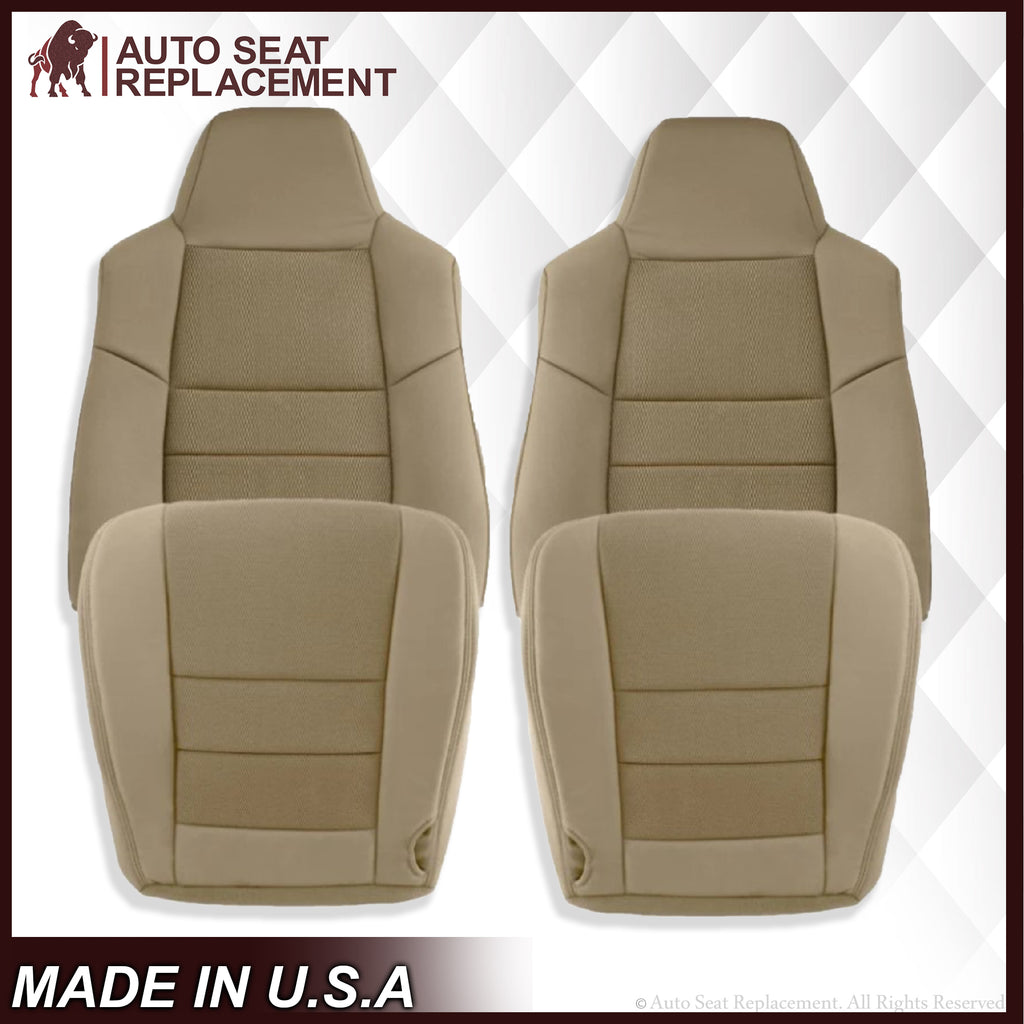 2003-2007 Ford F250 F350 Lariat Seat Cover in Pebble Tan Cloth Fabric - Auto Seat Replacement