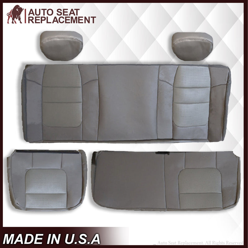 2001 2002 2003 Ford F350/F250 Lariat Extended Cab SECOND ROW Perforated Leather Seat Cover in Gray - Auto Seat Replacement