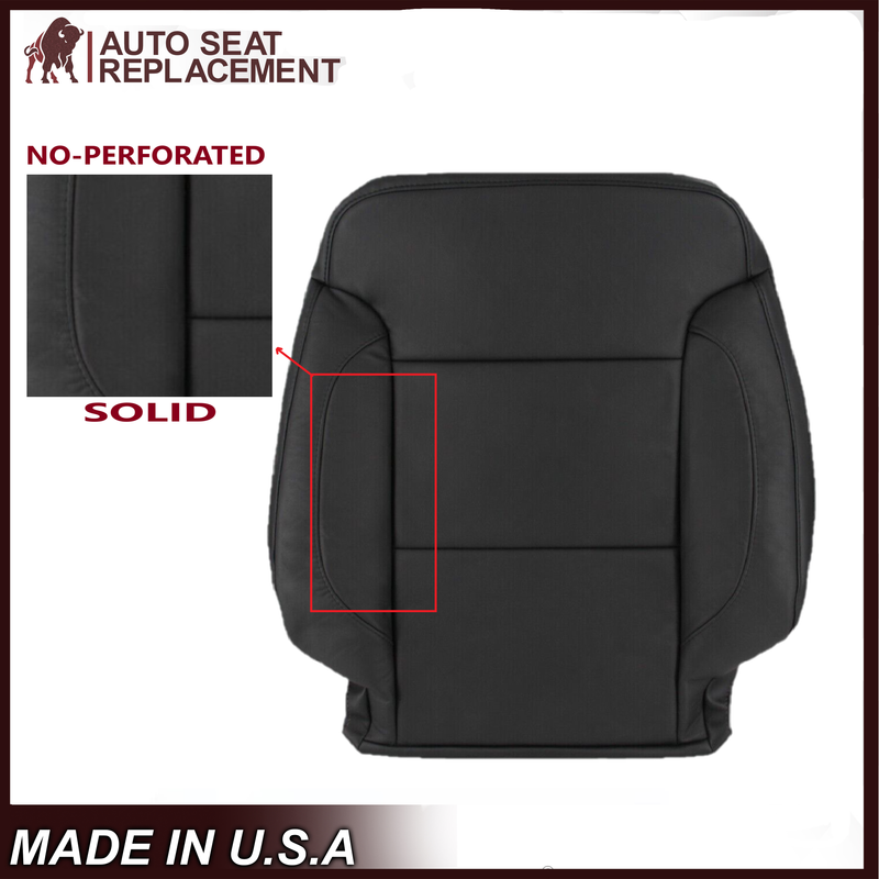 2014 2015 2016 2017 2018 2019 Chevy Silverado Tahoe Suburban & GMC Yukon Leather & Vinyl Seat Cover Replacement in Black (Jet Black) - Auto Seat Replacement