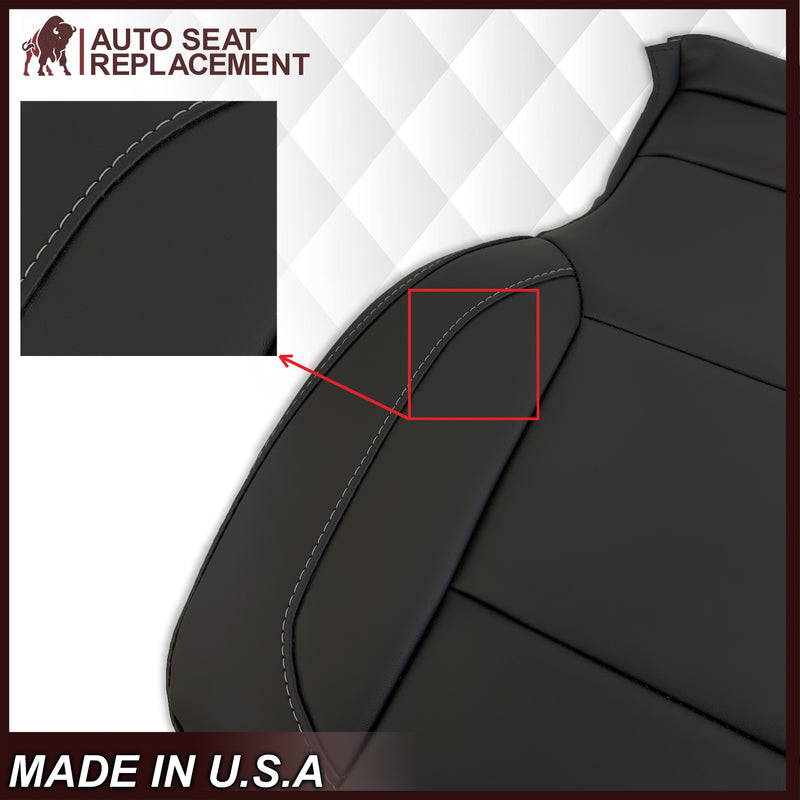 2014 2015 2016 2017 2018 2019 Chevy Silverado Tahoe Suburban & GMC Yukon Leather & Vinyl Seat Cover Replacement in Black (Jet Black) - Auto Seat Replacement