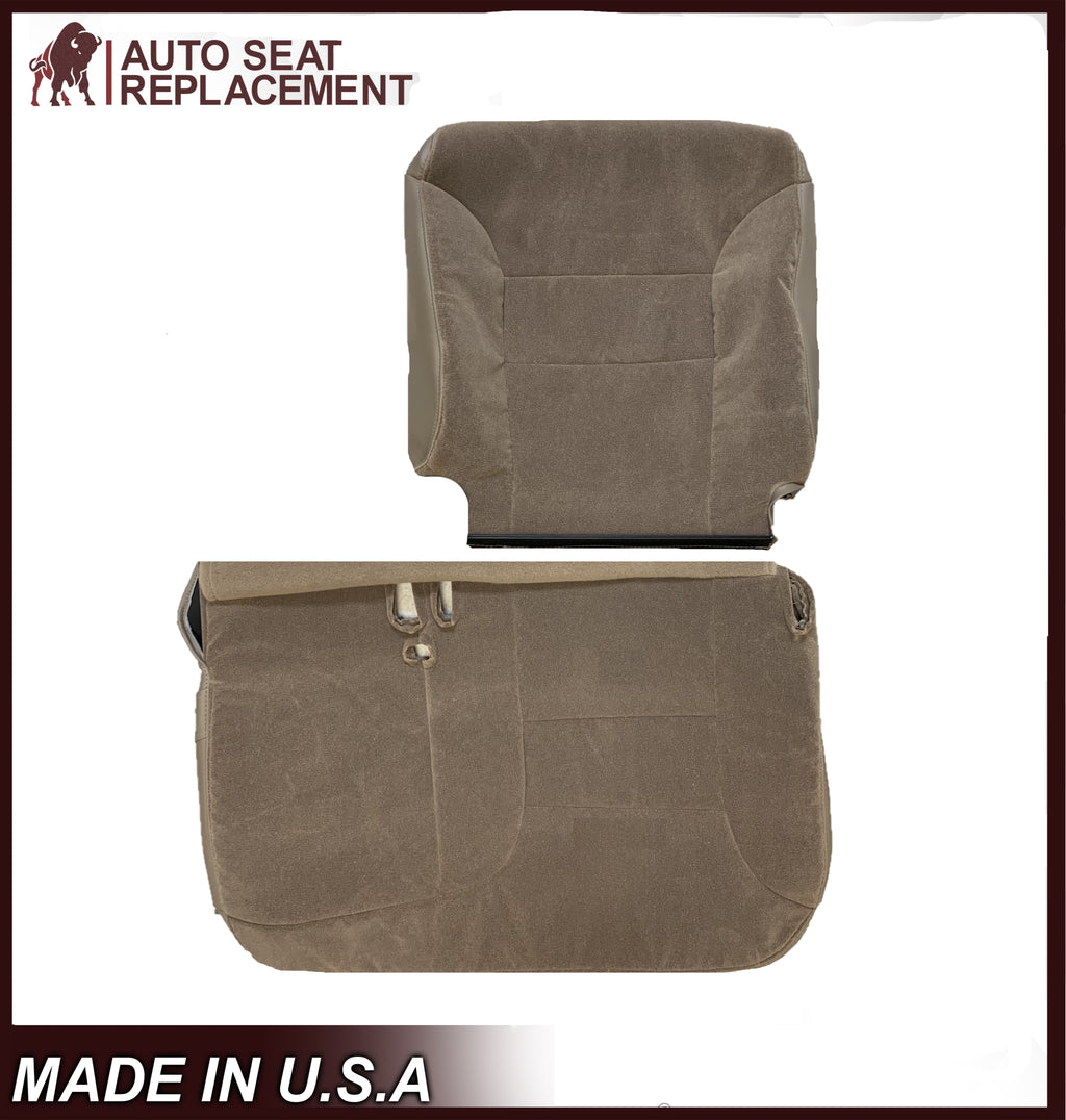 1995-1999 Chevy Silverado Front Row 60/40; Driver 60 Bottom and Driver Top In Tan Cloth and Vinyl Skirt on the sides - Auto Seat Replacement