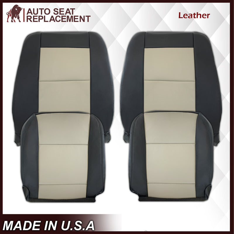 2007 2008 2009 2010 Ford Explorer Sport Trac Seat Covers in 2-Tone Black & Gray (Charcoal Black & Medium Light Stone): Choose Leather or Vinyl - Auto Seat Replacement