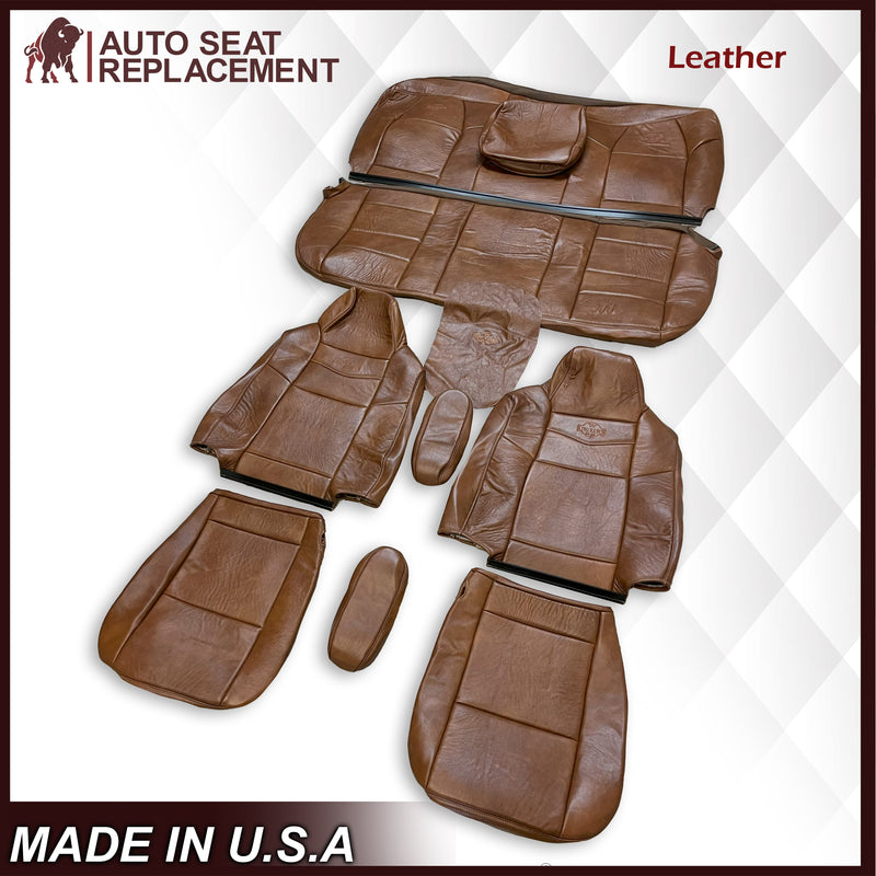 2003 2004 2005 2006 2007 Ford F250 King Ranch Super Duty Full Front Row & Second Row With Full Bench Genuine Leather Seat Covers - Auto Seat Replacement