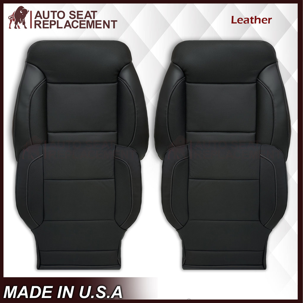 2014 2015 2016 2017 2018 2019 Chevy Silverado Tahoe Suburban & GMC Yukon Perforated Leather Seat Cover Replacement in Black (Perforated Jet Black) - Auto Seat Replacement