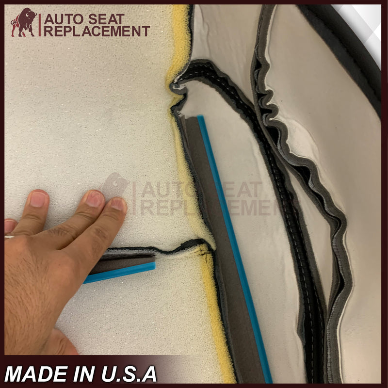 2009 - 2012 Dodge Ram 1500 2500 3500 Laramie Bottom Or Top Replacement Custom Made Seat Cover in Dark Slate (Dark Gray) With Perforated Inserts : Red Logo & Stitching - Auto Seat Replacement