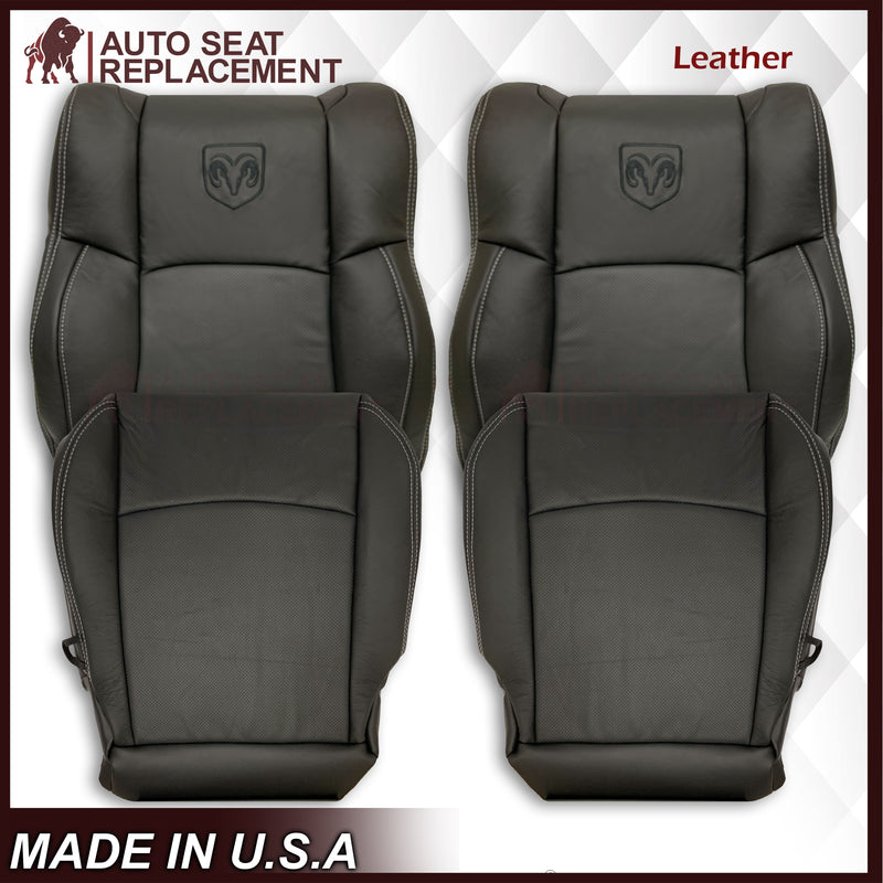 2009 2010 2011 2012 Dodge Ram 1500 2500 3500 Laramie Bottom Or Top Replacement Seat Cover in Dark Slate (Dark Gray) With Perforated Inserts - Auto Seat Replacement