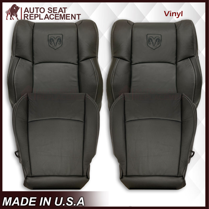 2009 2010 2011 2012 Dodge Ram 1500 2500 3500 Laramie Bottom Or Top Replacement Seat Cover in Dark Slate (Dark Gray) With Perforated Inserts - Auto Seat Replacement