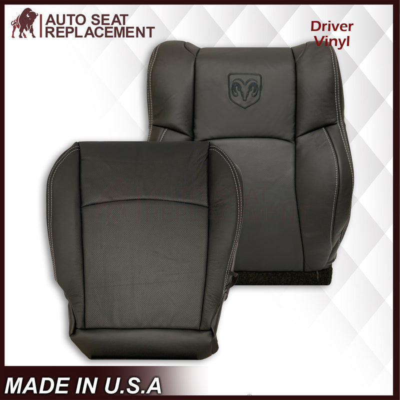 2009 2010 2011 2012 Dodge Ram 1500 2500 3500 Laramie Bottom Or Top Replacement Seat Cover in Dark Slate (Dark Gray) With Perforated Inserts - Auto Seat Replacement