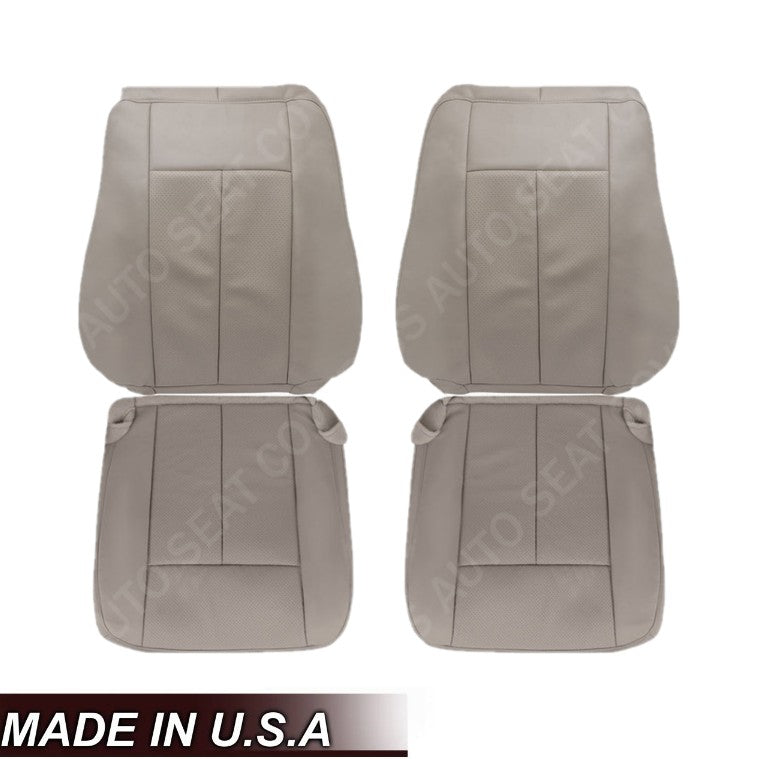 2007-2014 Ford Expedition Eddie Bauer/XLT Driver and Passenger PERFORATED Leather Replacement Seat Cover in GRAY - Auto Seat Replacement