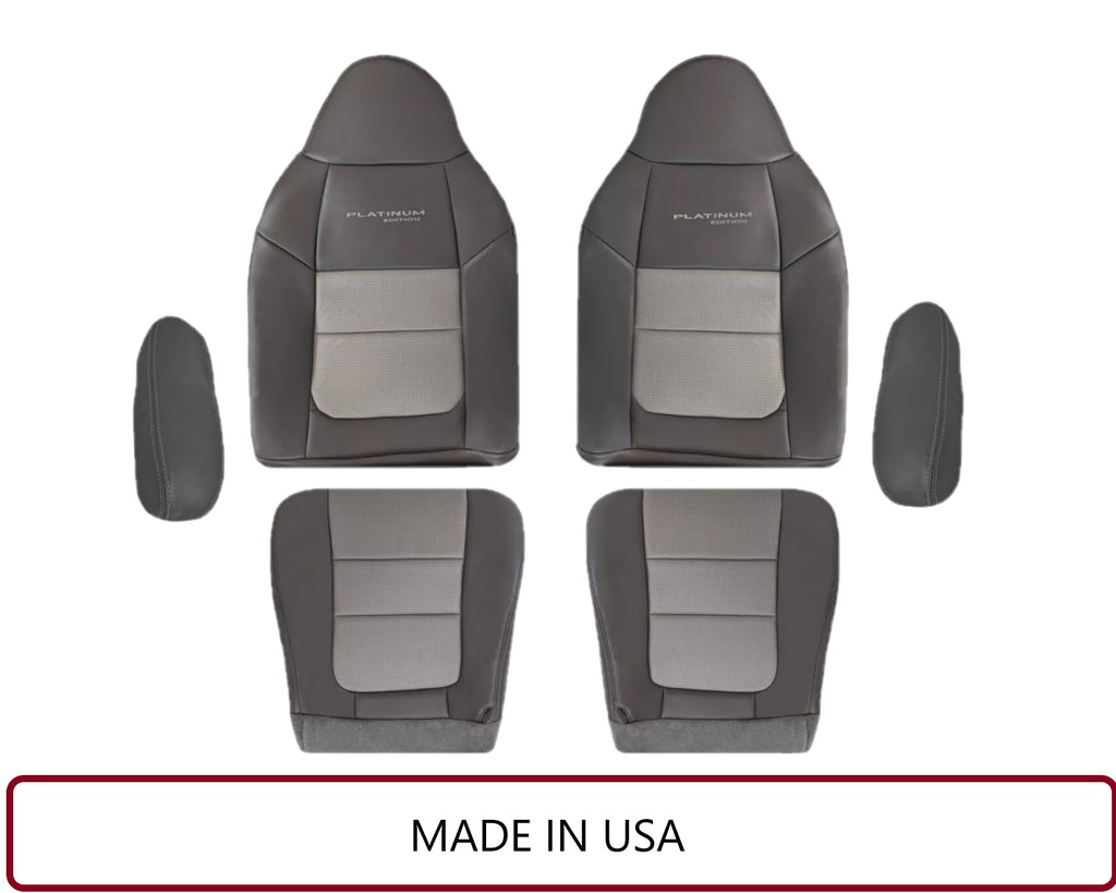 2001 Ford F250 Platinum Edition New Vinyl Replacement Seat Cover in 2-Tone Gray - Auto Seat Replacement