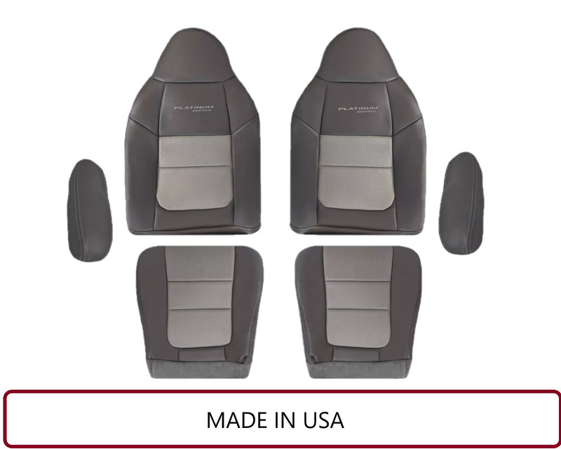 2001 Ford F250 Platinum Edition New Vinyl Replacement Seat Cover in 2-Tone Gray - Auto Seat Replacement