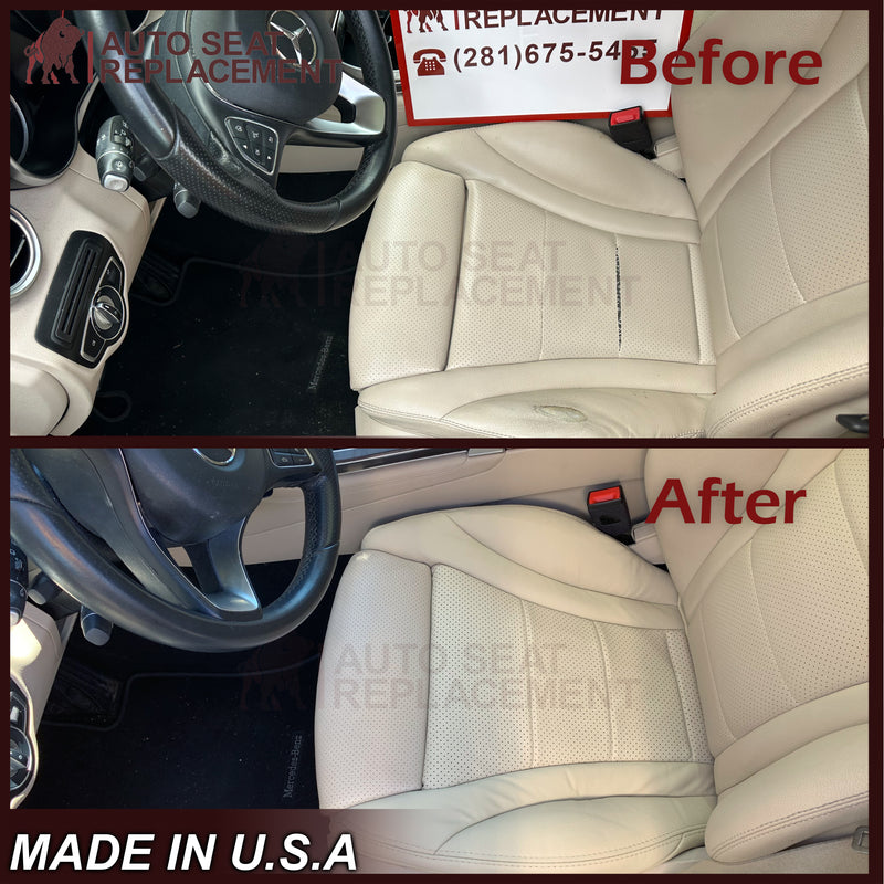 2016 - 2022 Mercedes Benz GLC Class C250, C300,C350 Driver OR Passenger Bottom Leather Seat Cover in Light Tan - Auto Seat Replacement