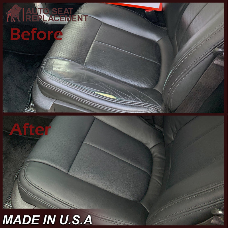 2011 - 2014 Ford F-150 Platinum Edition Perforated Genuine Leather or Synthetic Leather Steel Gray W/ Black Seat Covers - Auto Seat Replacement