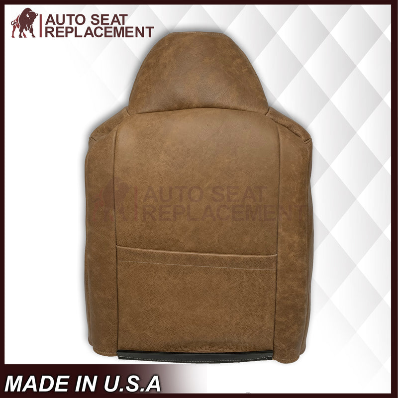 2007 Ford F250 F350 King Ranch Replacement Raw Cowhide Genuine Leather Front Seat Cover With "Outlaw '63" Logo - Auto Seat Replacement