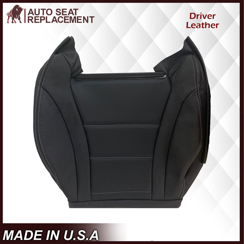 2016 - 2022 Mercedes Benz GLC Class C250, C300, C350 Driver OR Passenger Bottom Leather Seat Cover in Perforated Black - Auto Seat Replacement