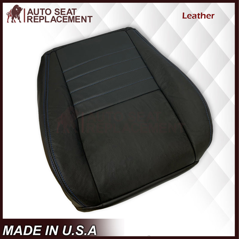 1999-2004 Ford Mustang GT Convertible Custom Blue Stitching Front & Second Row Seat Covers in Dark Charcoal Black: Choose From Variation - Auto Seat Replacement