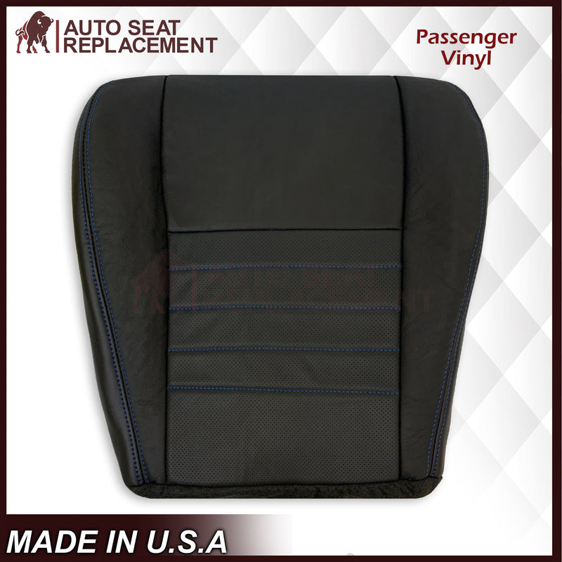 1999-2004 Ford Mustang GT Convertible Custom Blue Stitching Front & Second Row Seat Covers in Dark Charcoal Black: Choose From Variation - Auto Seat Replacement