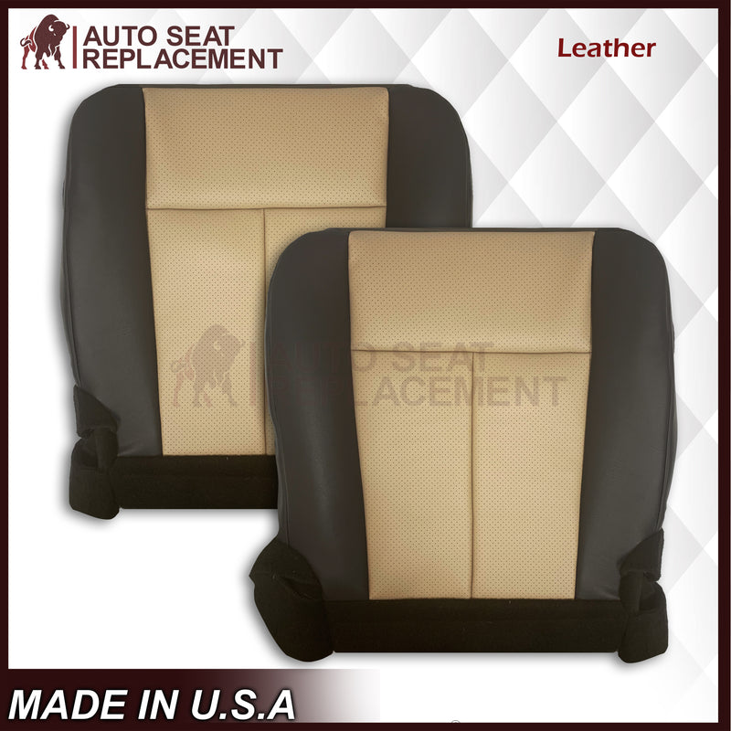 2007 2008 Ford Expedition Eddie Bauer Driver Or Passenger Side Replacement Perforated LEATHER Seat Cover In 2 Tone Tan (Tan- Dark Gray) - Auto Seat Replacement
