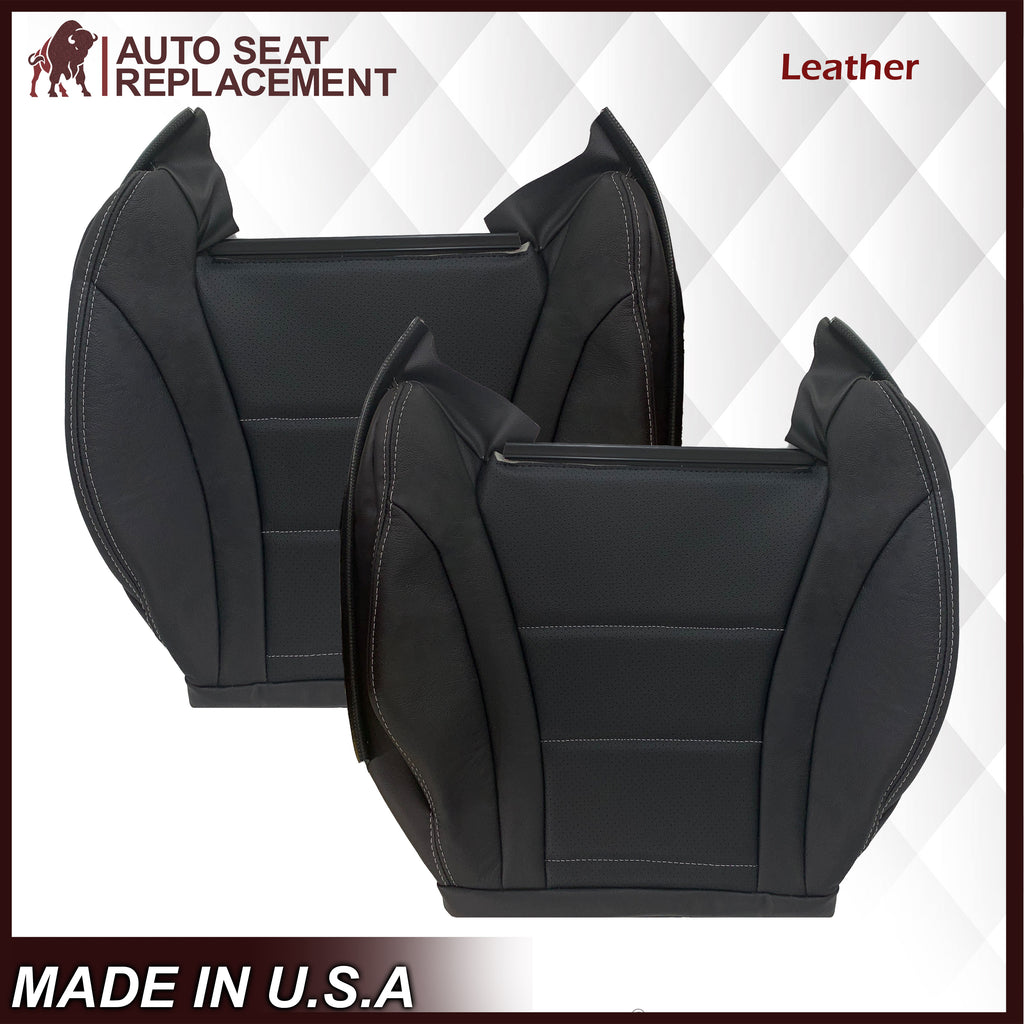 2016 - 2022 Mercedes Benz GLC Class C250, C300, C350 Driver OR Passenger Bottom Leather Seat Cover in Perforated Black - Auto Seat Replacement