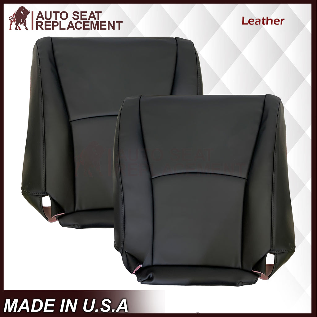 2004 - 2014 Toyota Highlander Driver OR Passenger Side Bottom NON-PERFORATED Genuine Leather/Synthetic Leather Seat Covers In Black - Auto Seat Replacement