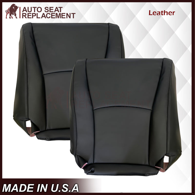 2004 - 2014 Toyota Highlander Driver OR Passenger Side Bottom NON-PERFORATED Genuine Leather/Synthetic Leather Seat Covers In Black - Auto Seat Replacement