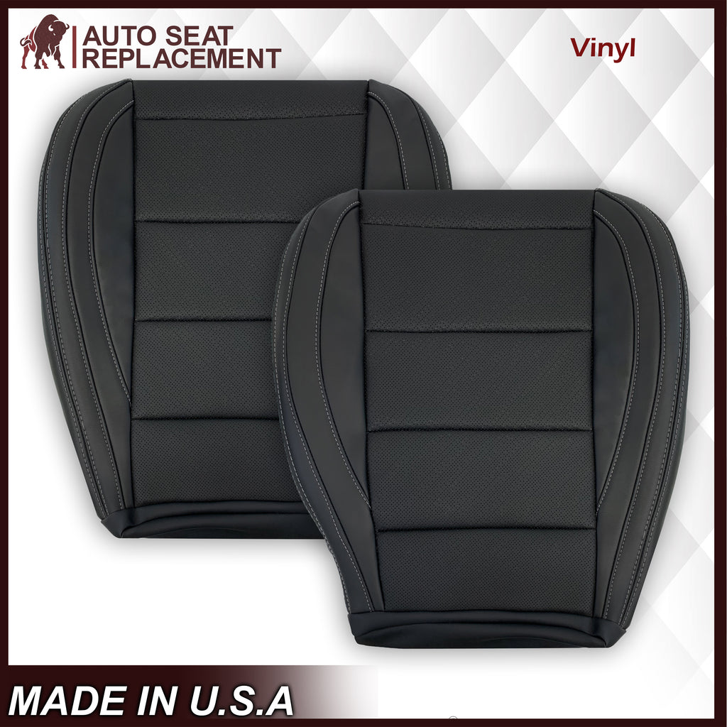 2015-2023 Ford Mustang GT Coupe V6 V8 Perforated Vinyl Replacement Bottom Seat Covers In Black: Choose Your Side - Auto Seat Replacement