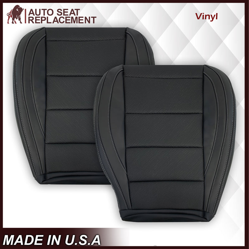 2015-2023 Ford Mustang GT Coupe V6 V8 Perforated Vinyl Replacement Bottom Seat Covers In Black: Choose Your Side - Auto Seat Replacement