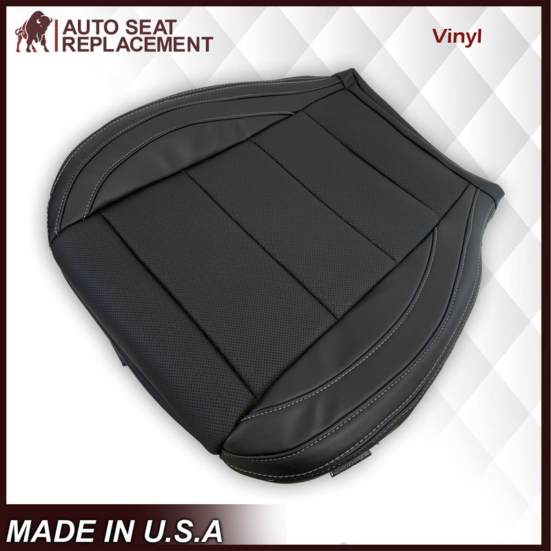 2015-2023 Ford Mustang GT Coupe V6 V8 Perforated Vinyl Replacement Bottom Seat Covers In Black: Choose Your Side - Auto Seat Replacement
