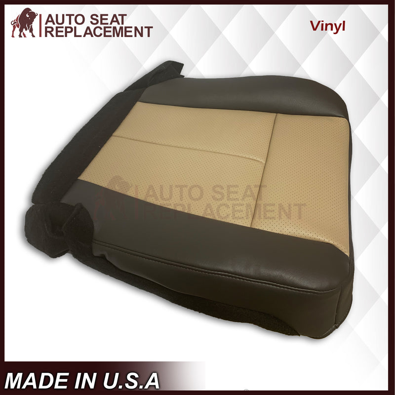 2007 2008 Ford Expedition Eddie Bauer Driver Or Passenger Side Replacement Perforated LEATHER Seat Cover In 2 Tone Tan (Tan- Dark Gray) - Auto Seat Replacement
