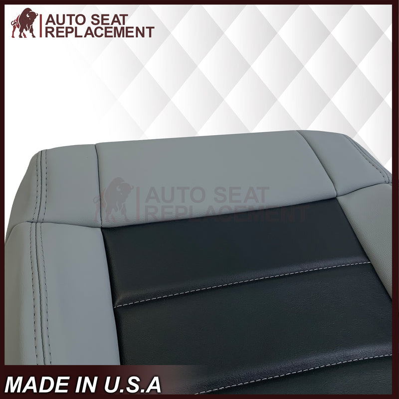 2008 - 2010 Jeep Wrangler Front Bottom Synthetic Leather Seat Cover 2 Tone Gray - Auto Seat Replacement