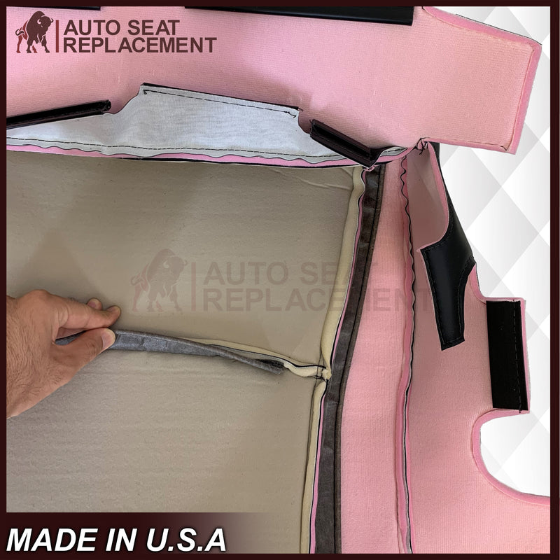2004 - 2014 Toyota Highlander Driver OR Passenger Side Bottom NON-PERFORATED Genuine Leather/Synthetic Leather Seat Covers In Black - Auto Seat Replacement