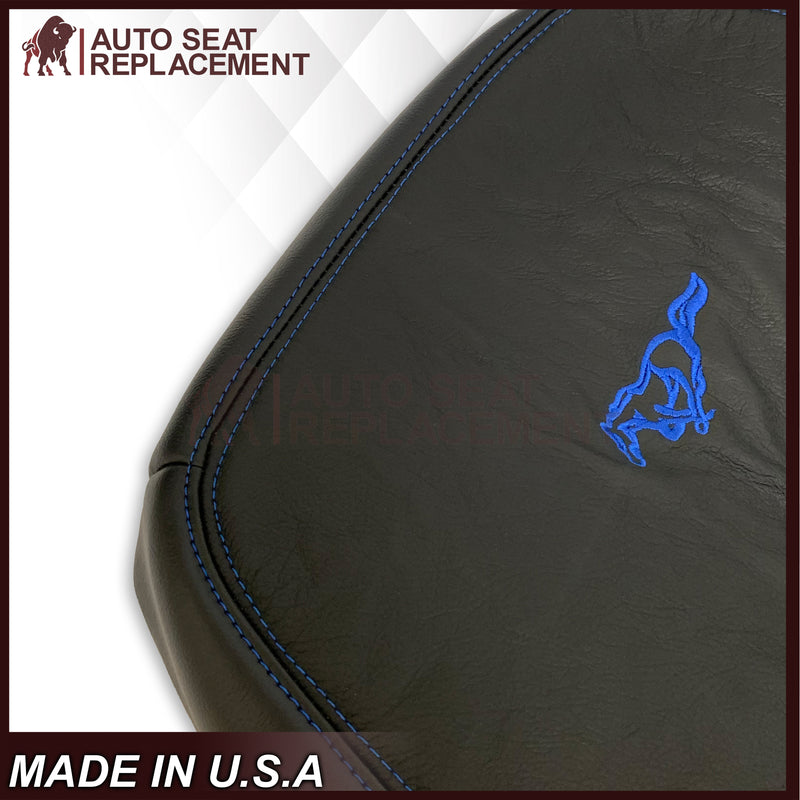 1999-2004 Ford Mustang GT Convertible Custom Blue Stitching Front & Second Row Seat Covers in Dark Charcoal Black: Choose From Variation - Auto Seat Replacement