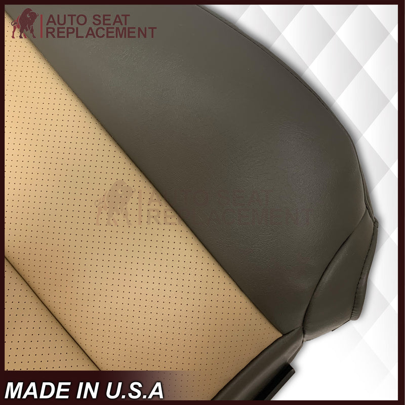 2007 2008 Ford Expedition Eddie Bauer Driver Or Passenger Side Replacement Perforated LEATHER Seat Cover In 2 Tone Tan (Tan- Dark Gray) - Auto Seat Replacement
