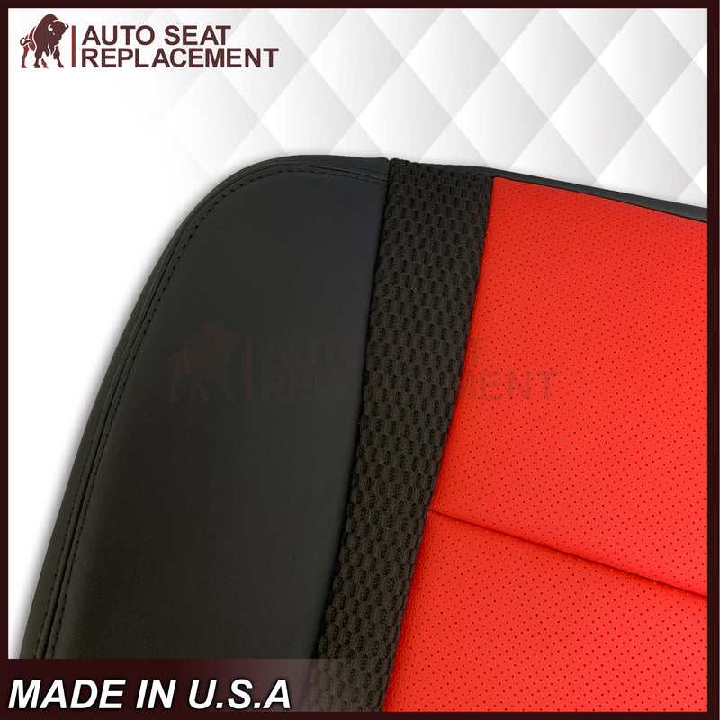 2010 - 2014 Ford F-150 Raptor Top or Bottom Perforated Seat Cover in 2 Tone Red-Black Choose: Leather or Vinyl - Auto Seat Replacement