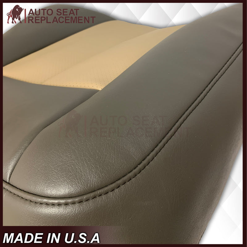 2007 2008 Ford Expedition Eddie Bauer Driver Or Passenger Side Replacement Perforated LEATHER Seat Cover In 2 Tone Tan (Tan- Dark Gray) - Auto Seat Replacement