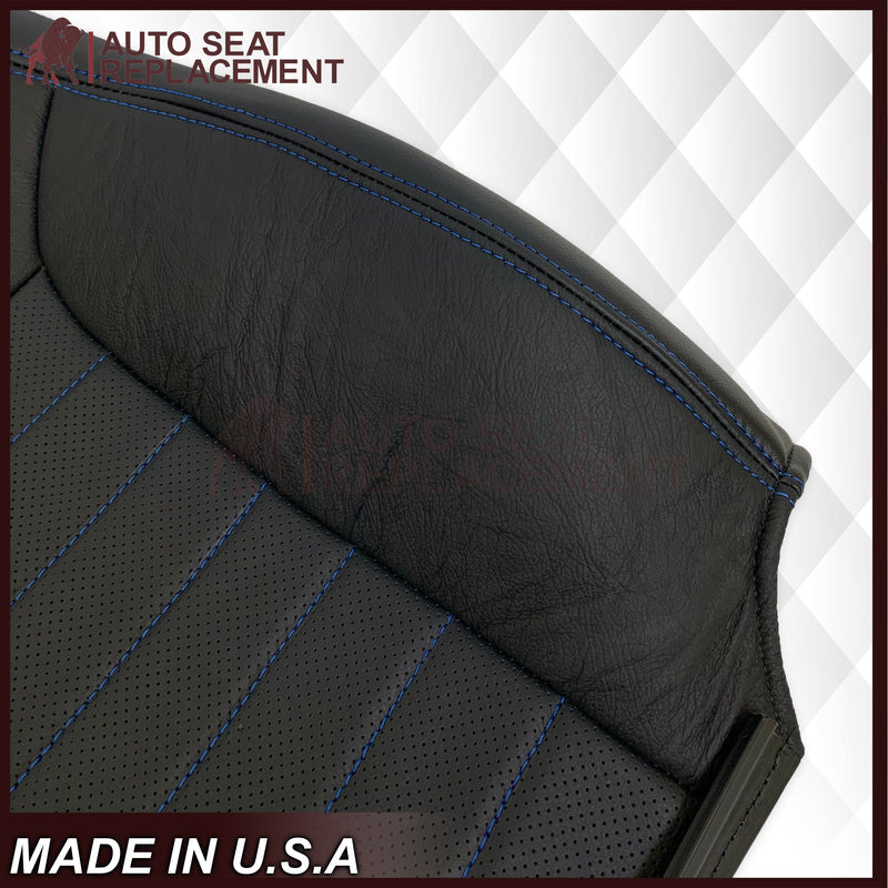 1999-2004 Ford Mustang GT Convertible Custom Blue Stitching Front & Second Row Seat Covers in Dark Charcoal Black: Choose From Variation - Auto Seat Replacement