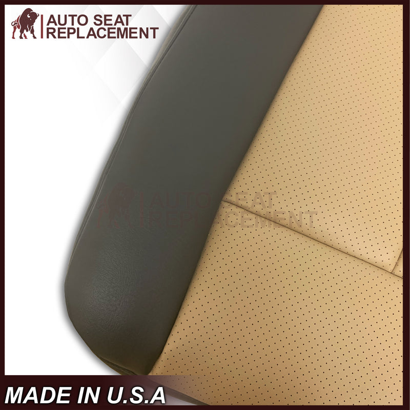2007 2008 Ford Expedition Eddie Bauer Driver Or Passenger Side Replacement Perforated LEATHER Seat Cover In 2 Tone Tan (Tan- Dark Gray) - Auto Seat Replacement