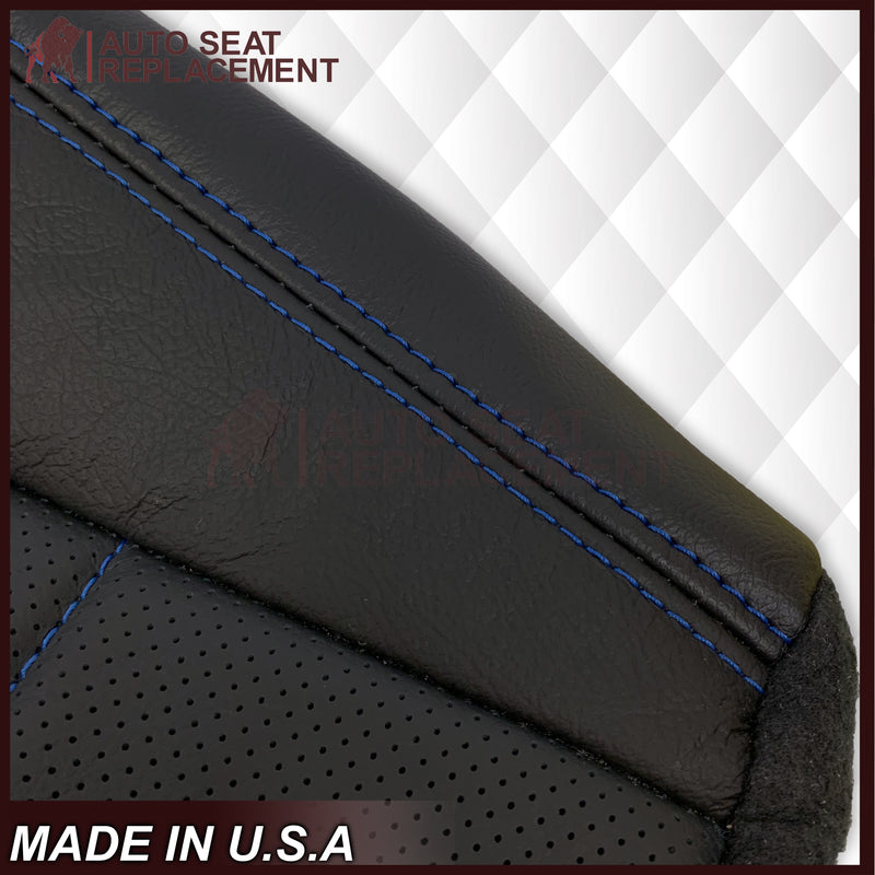 1999-2004 Ford Mustang GT Convertible Custom Blue Stitching Front & Second Row Seat Covers in Dark Charcoal Black: Choose From Variation - Auto Seat Replacement