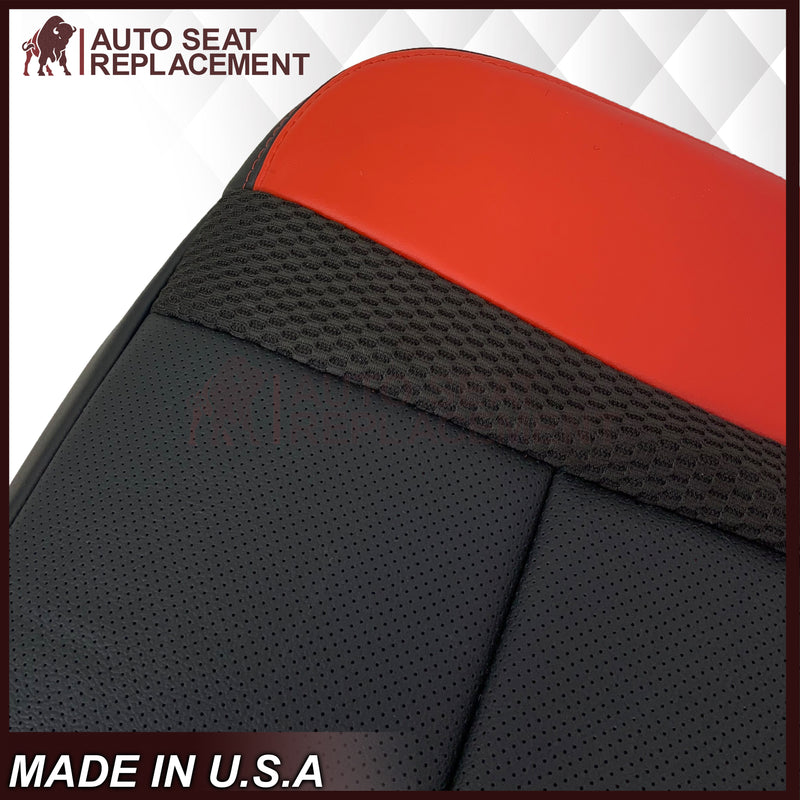 2014 Ford F-150 Raptor SVT Top or Bottom Perforated Seat Cover in 2 Tone Red-Black Choose: Leather or Vinyl - Auto Seat Replacement